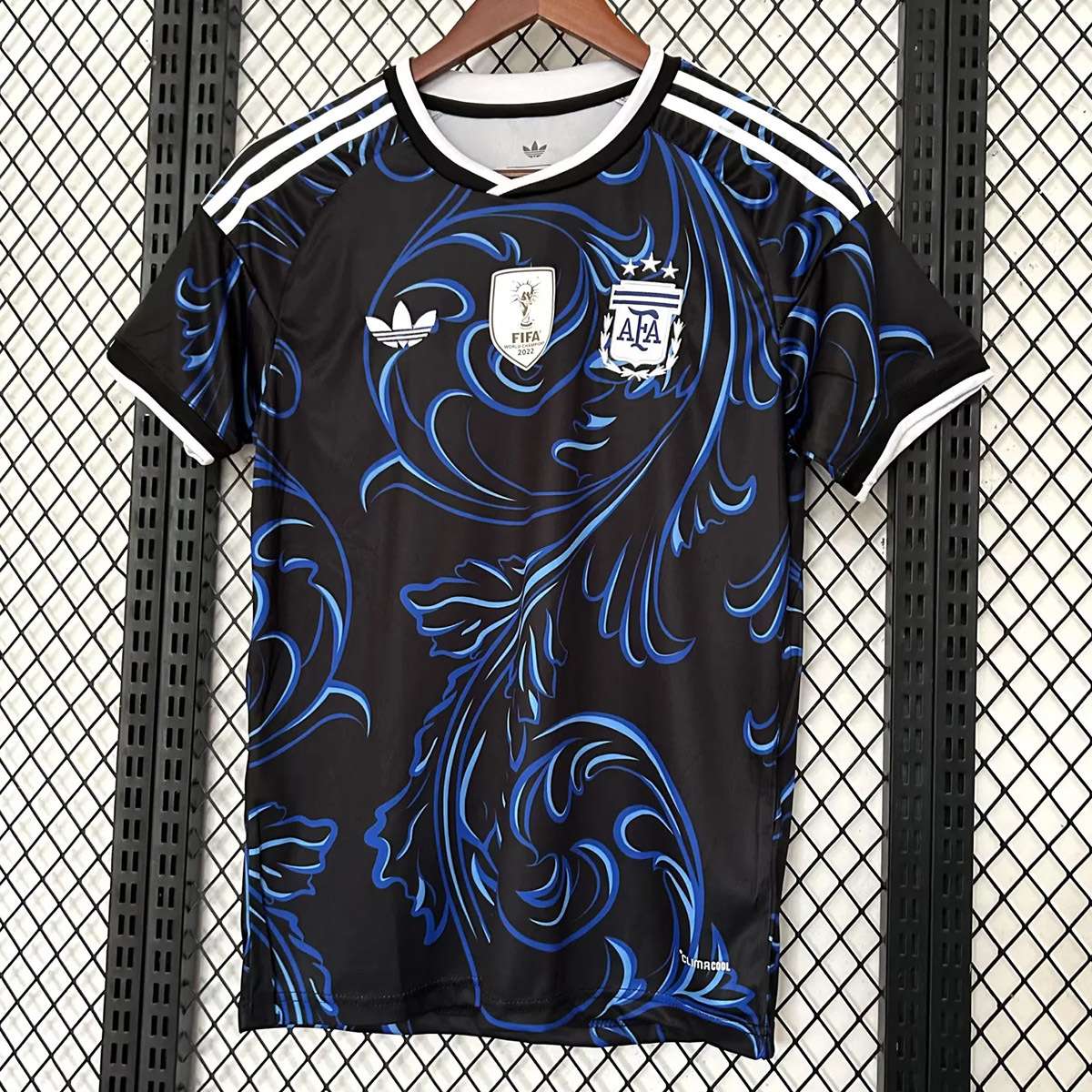 Pánsky hosťovský futbalový dres Argentína 2026 v čiernej farbe s modrým vzorom