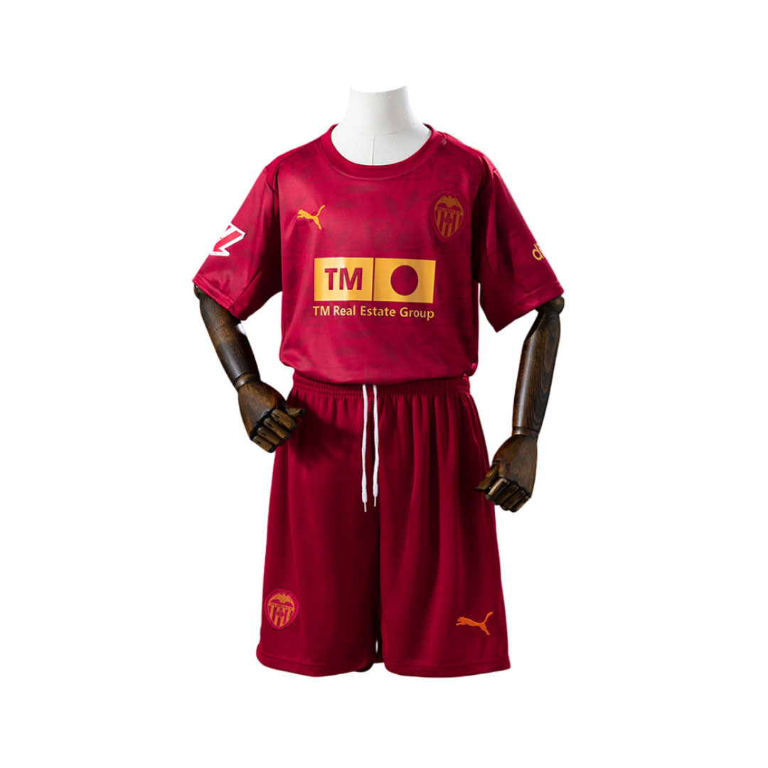 Detský Valencia 25-26 Hosťovský Dres červený set aj so šortkami 2