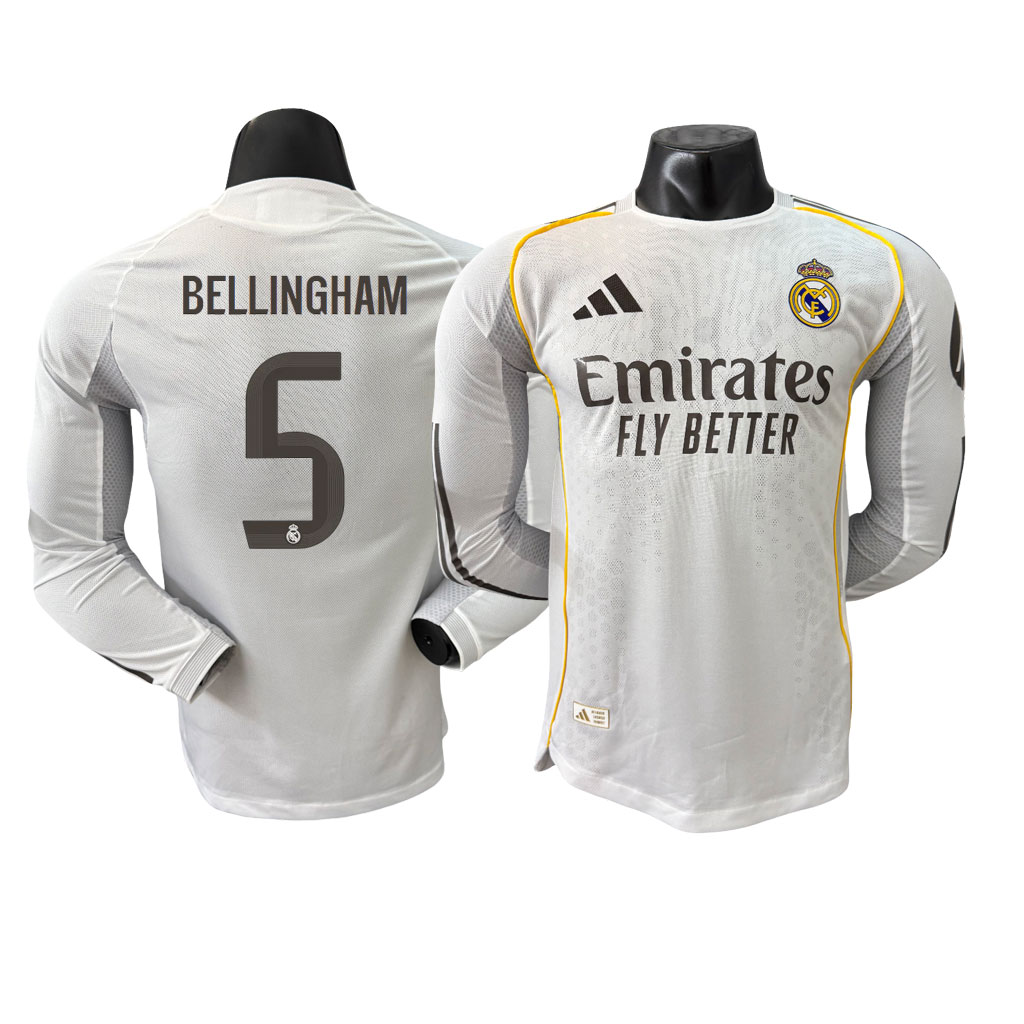 Real Madrid 25-26 Domáci Dres BELLINGHAM #5 Dlhý Rukáv