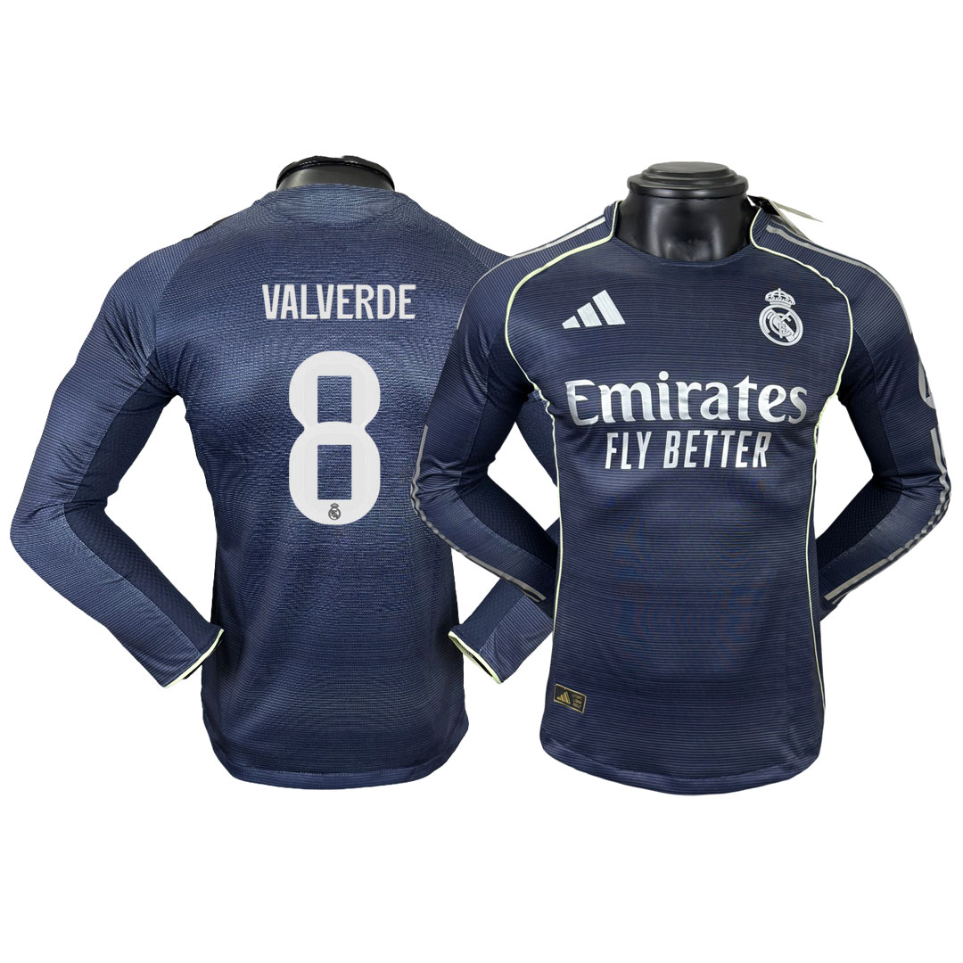Real Madrid 25-26 Hosťovský Dres Valverde 8 Dlhý Rukáv