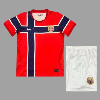 Nórsko MS 2026 Detský Domáci Futbalový Set – Červený Dres + Šortky