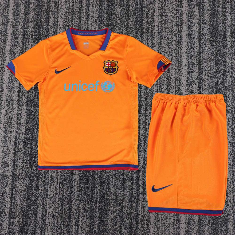 Retro FC Barcelona 0607 hosťovský komplet pre deti Oranžový