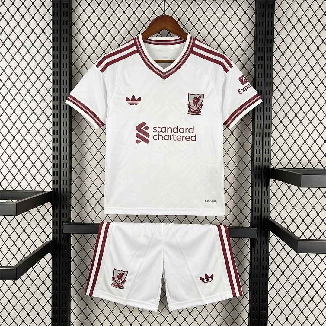 Detský futbalový dres Liverpool FC 2026/27 Hosťujúci - Bielo-vínový set