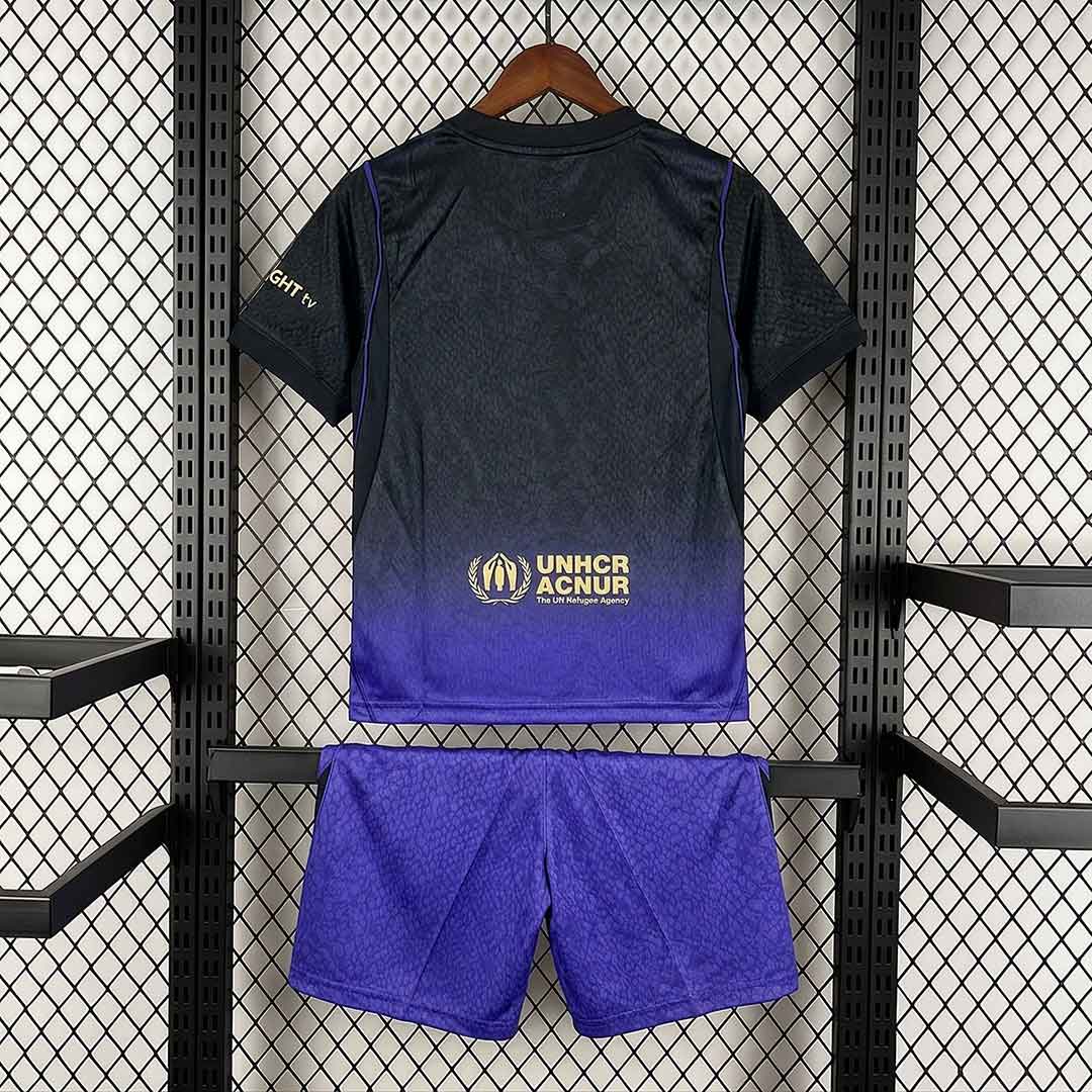 Barcelona 26/27 detský hosťovský dres so zlatým menom a číslom