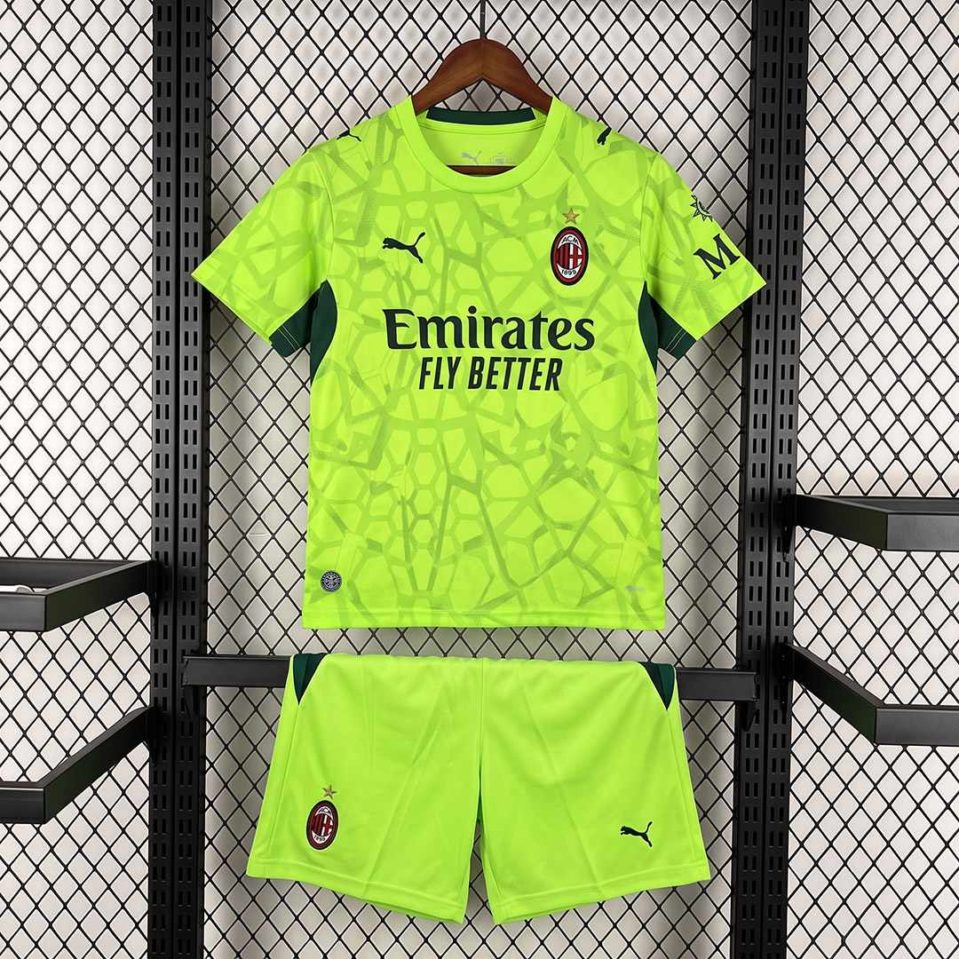 Neónovozelený detský tretí brankársky dres AC Milan 26/27 so šortkami