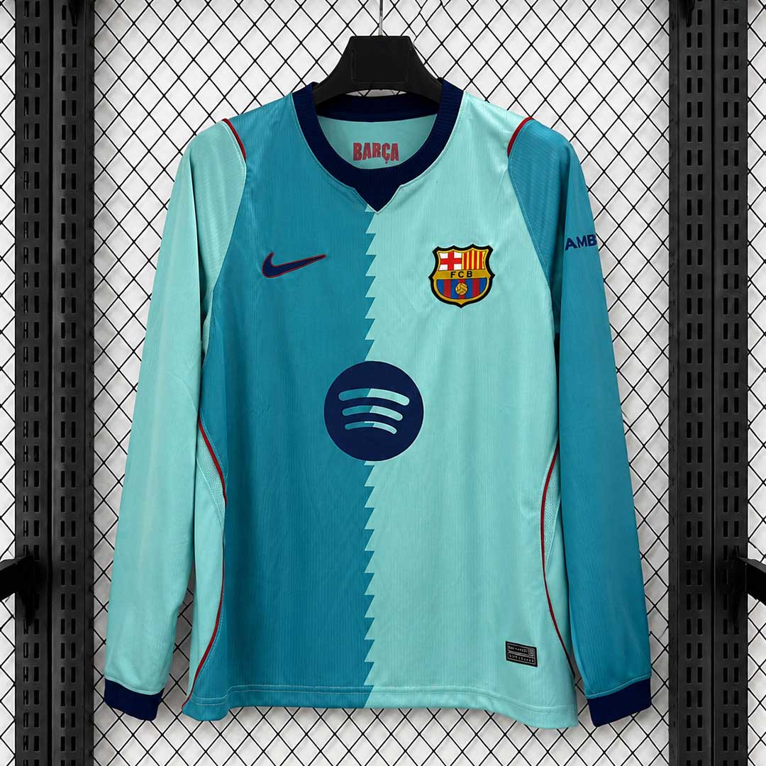 Barcelona 26 27 tretí futbalový dres s dlhým rukávom mätový