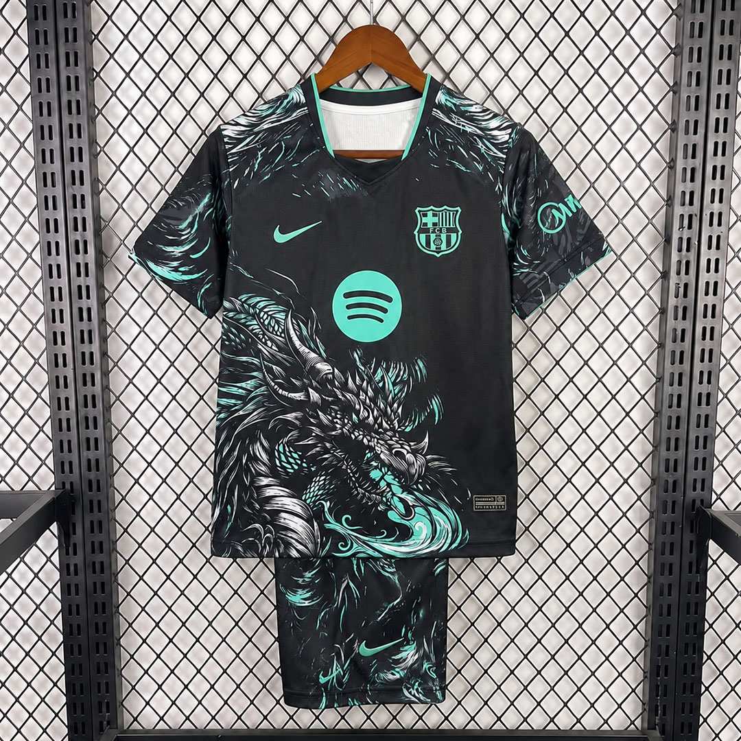 Detský dres a šortky FC Barcelona Čierno-zelený drak