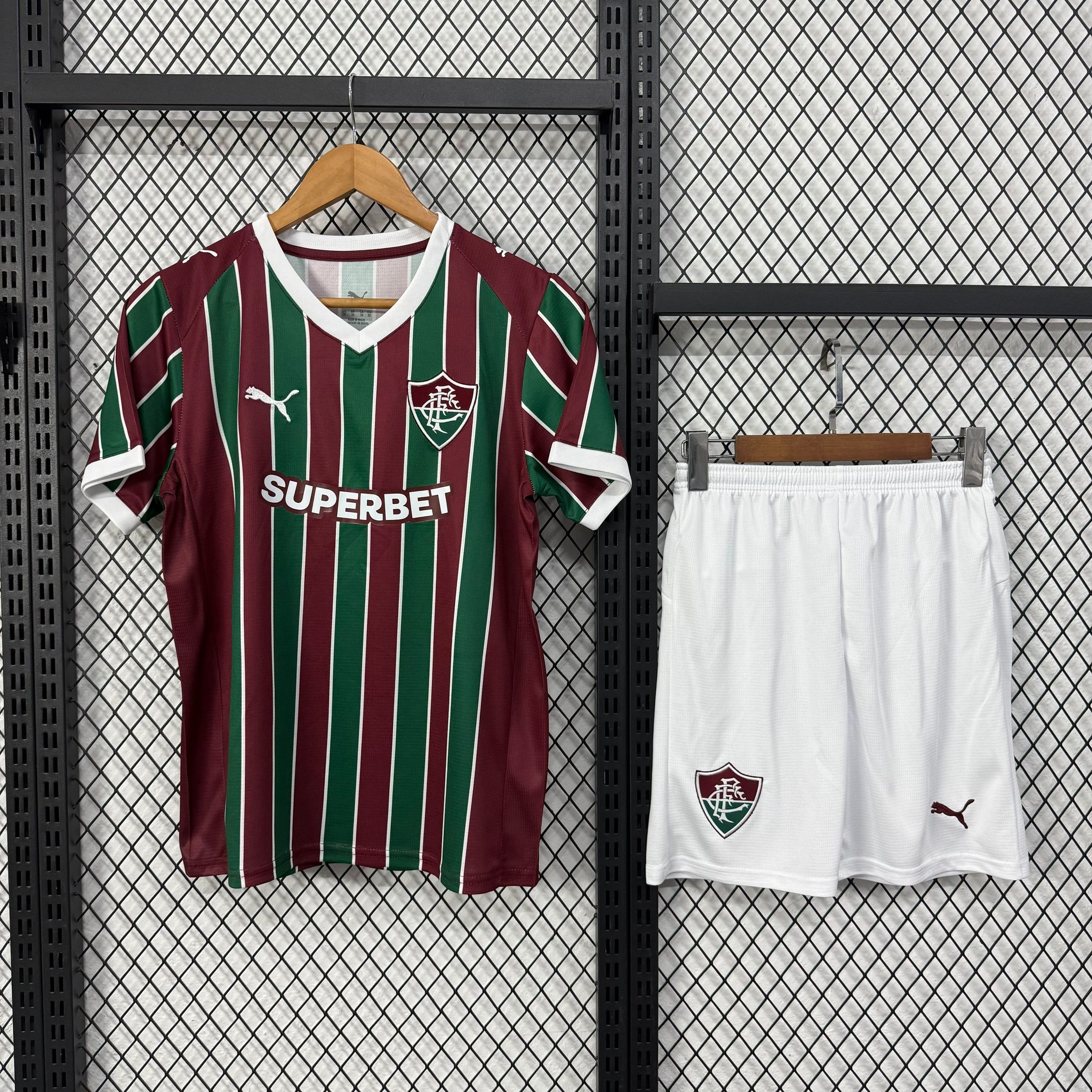 Fluminense 2026 domáci dres pre deti so šortkami zeleno-bordový