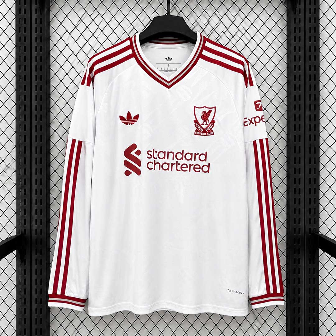 Liverpool 26 27 hosťovský futbalový dres s dlhým rukávom biely