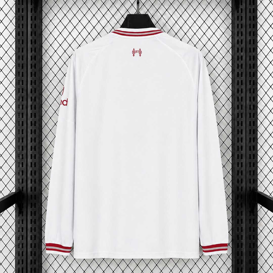 Liverpool 26/27 hosťovský futbalový dres s dlhým rukávom – biely – Obrázok 2