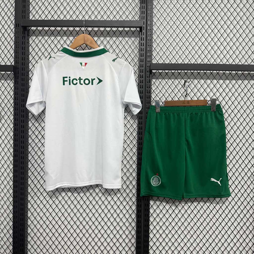 Palmeiras 2026 detský hosťovský dres so šortkami – biely – Obrázok 2