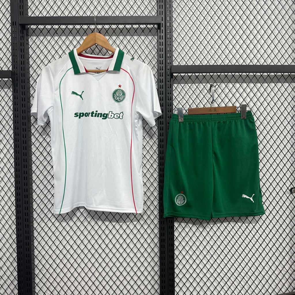 Palmeiras 2026 detský hosťovský dres so šortkami biely