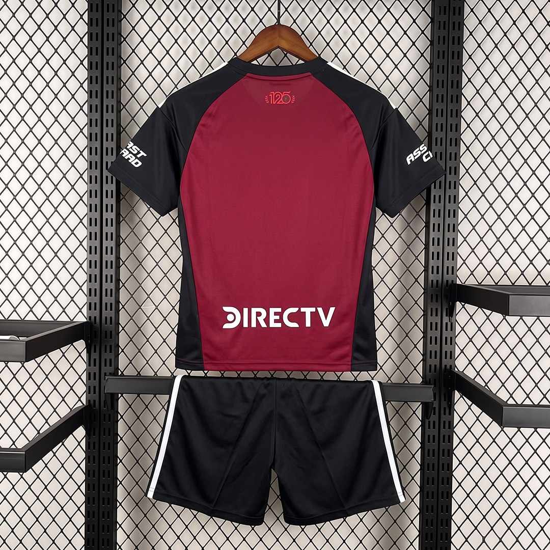 Zadná strana bordovo-čierneho brankárskeho dresu River Plate pre deti