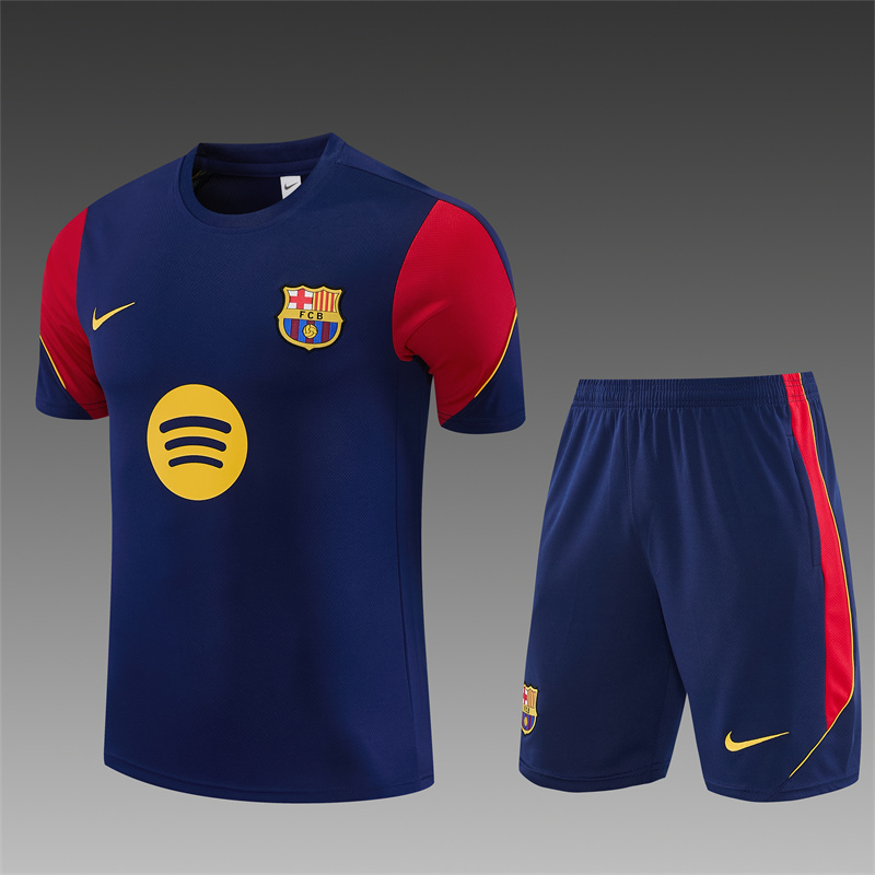 FC Barcelona 2026/27 Sýtomodrá tréningová súprava s červenými detailmi – detské aj dospelé veľkosti