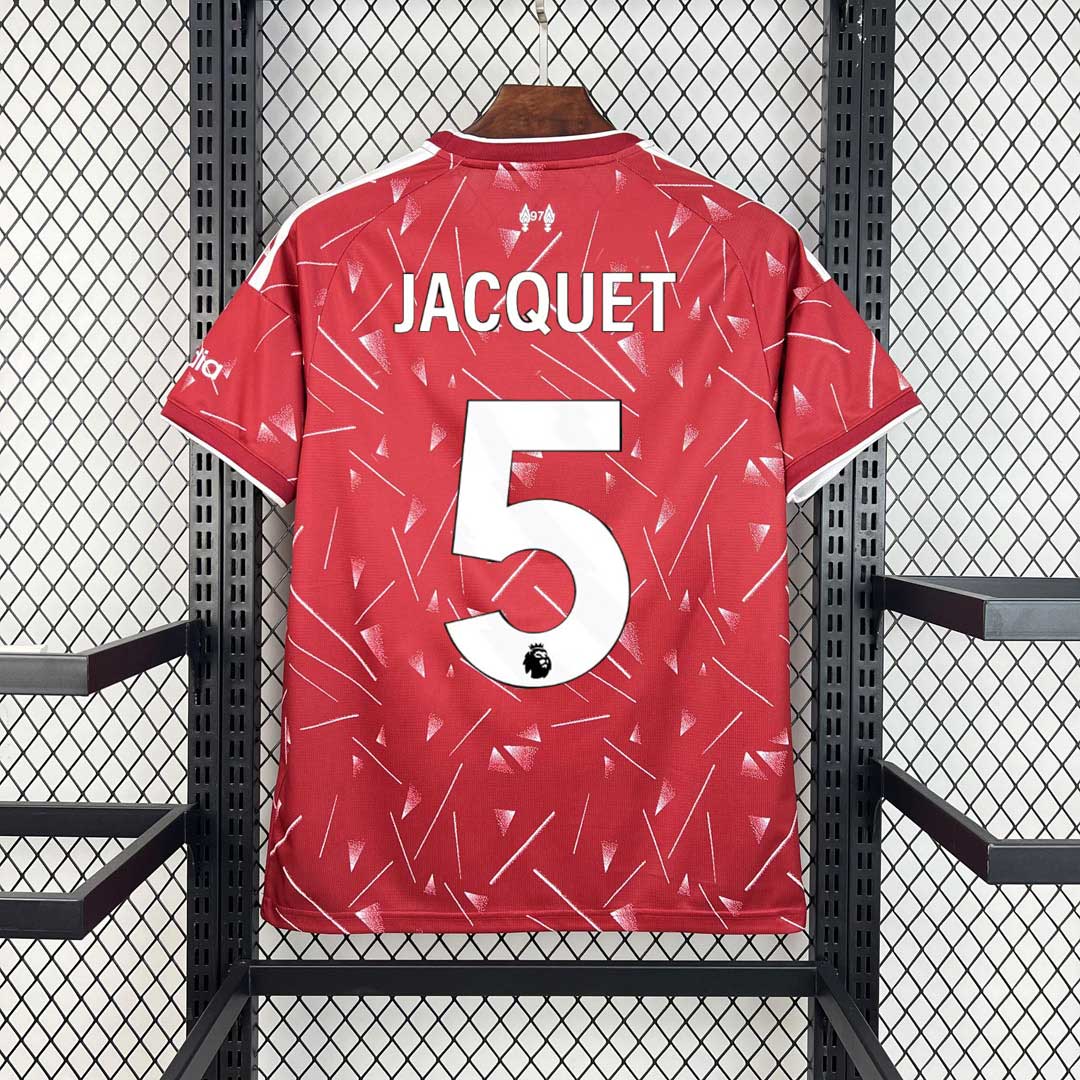 Pánsky domáci dres Liverpool 2026/27 JACQUET 5. Tmavočervený retro dizajn a potlač mladej francúzskej posily s číslom 5.