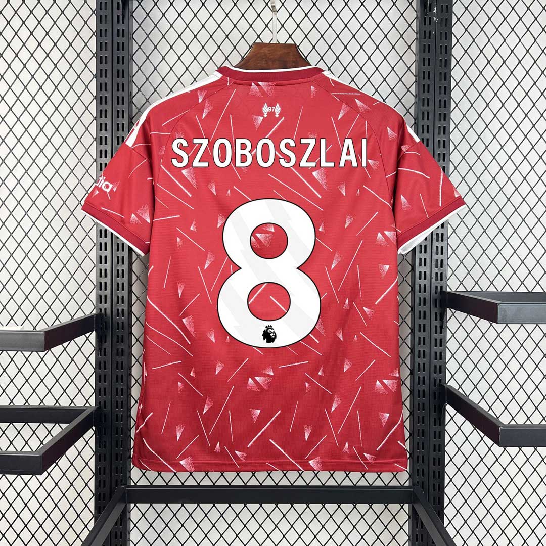 Pánsky domáci dres Liverpool 2026/27 SZOBOSZLAI 8. Tmavočervený retro dizajn a potlač tvorivého maďarského stredopoliara.