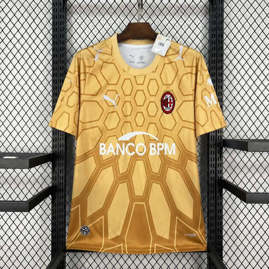 Zlatý brankársky dres AC Milan 26/27 so šesťuholníkovým vzorom spredu