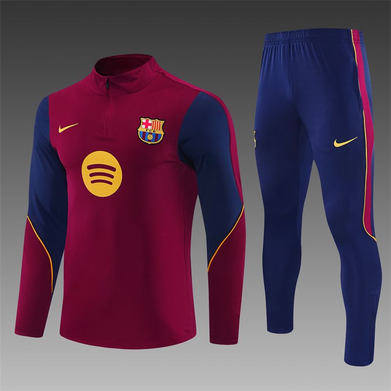 Bordová tréningová súprava FC Barcelona 2026/27 s dlhým rukávom a tmavomodrými nohavicami