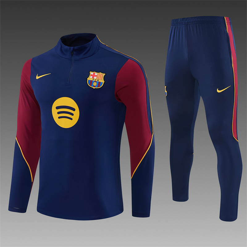Sýtomodrá tréningová súprava FC Barcelona 2026/27 s dlhým rukávom a modrými nohavicami