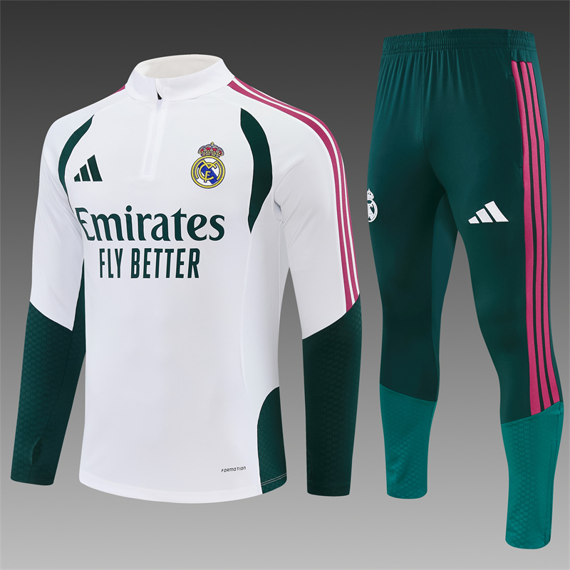 Bielo-zelený tréningový komplet Real Madrid 2026/27 s dlhým rukávom