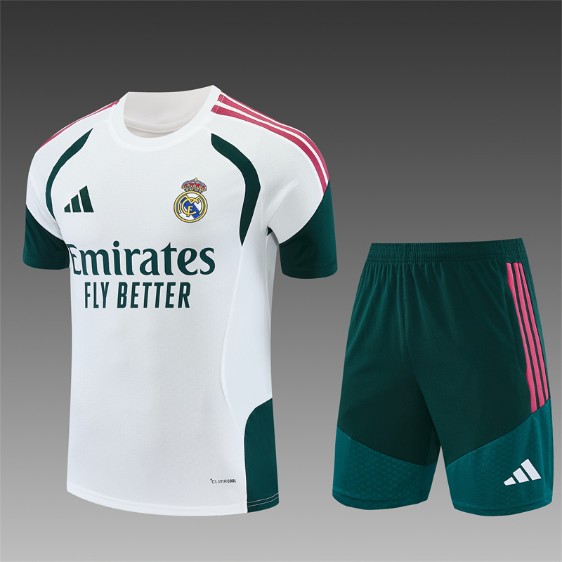 Biely a tmavozelený tréningový set Real Madrid 2026/27