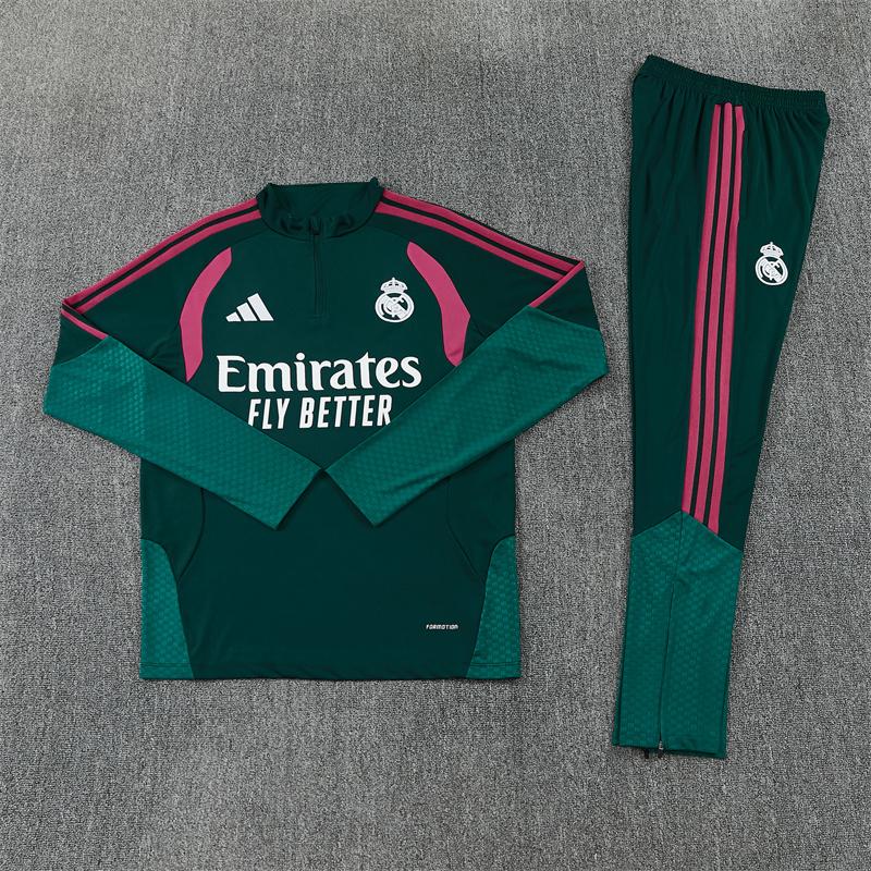 Tmavozelený tréningový dres Real Madrid s dlhým rukávom spredu