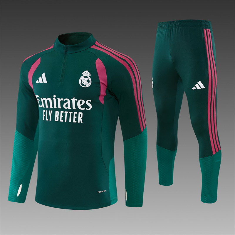 Tmavozelený tréningový komplet Real Madrid 2026/27 s ružovými detailmi