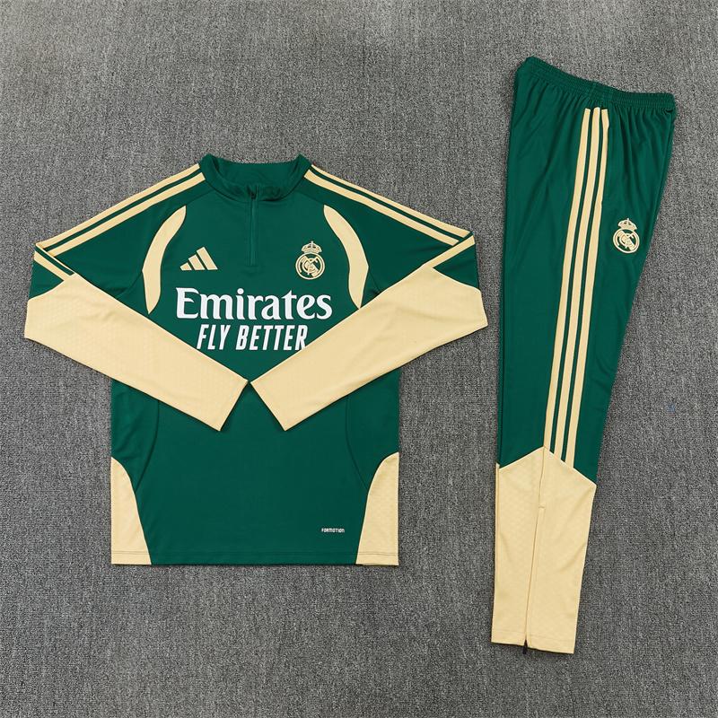 Zelený tréningový dres Real Madrid s dlhým rukávom spredu