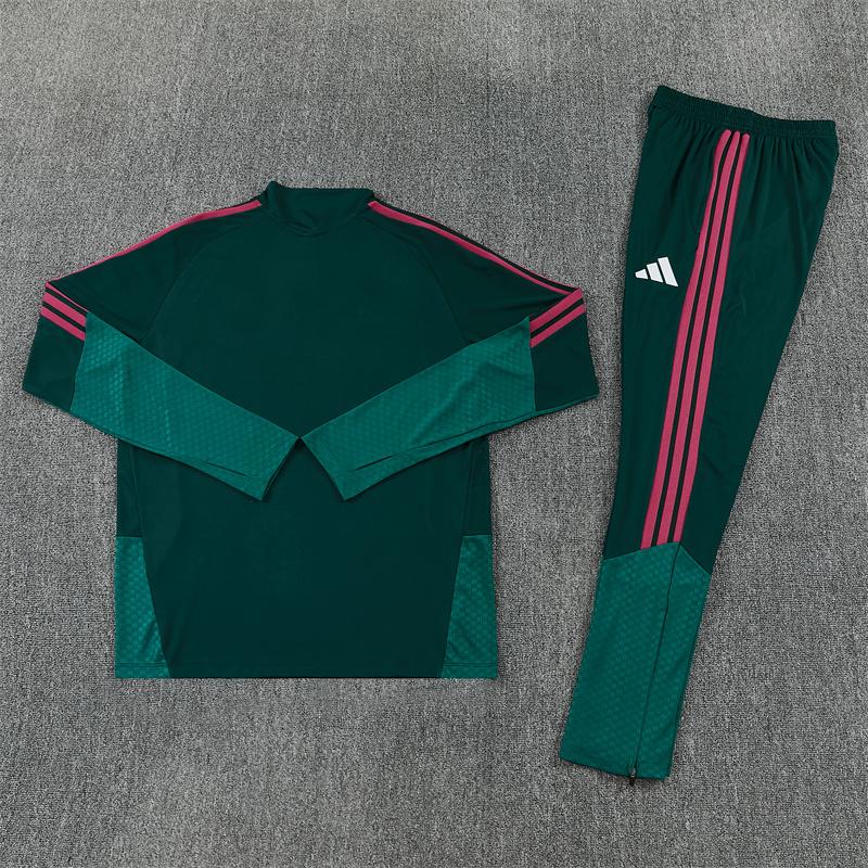 Tmavozelený tréningový dres Real Madrid s dlhým rukávom spredu