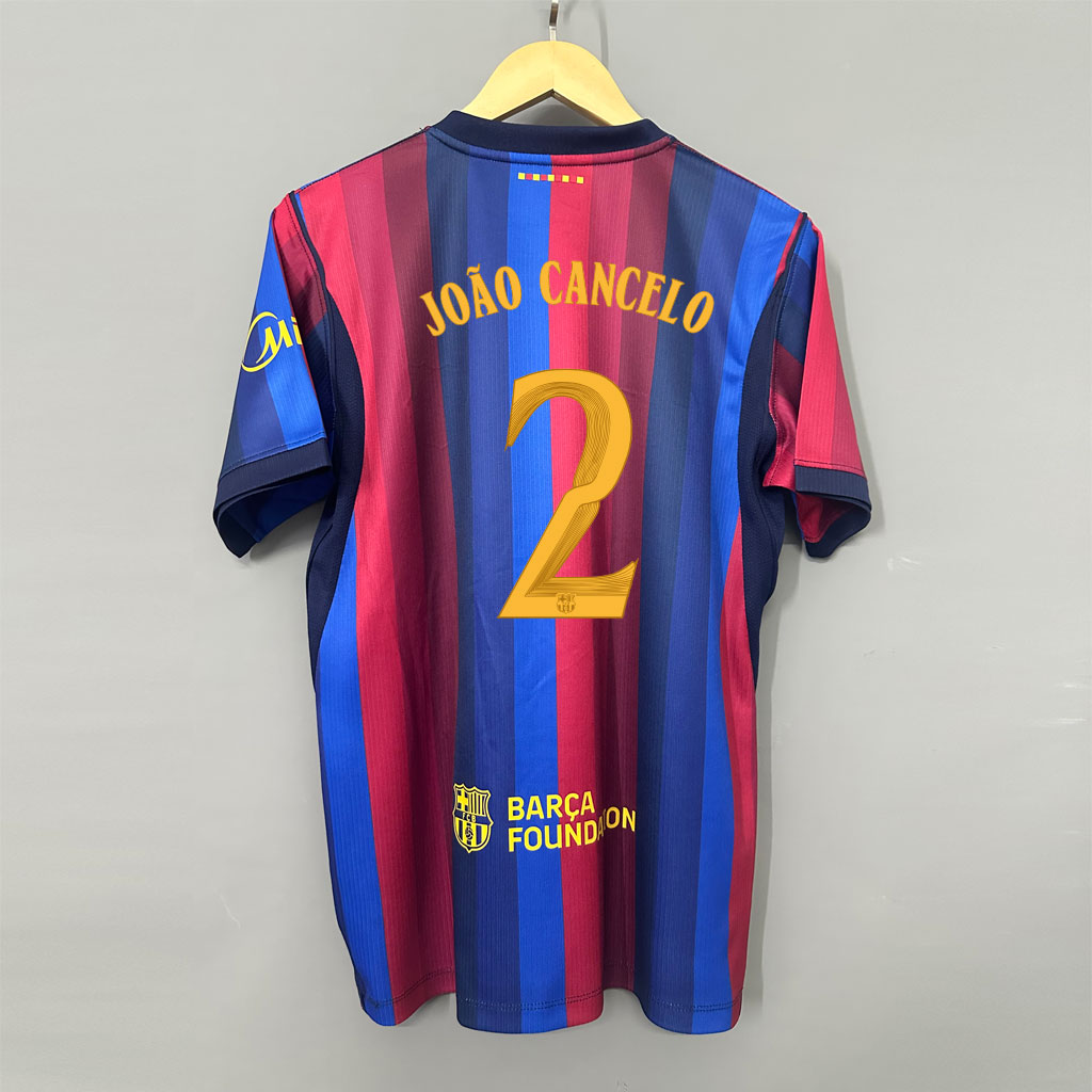 Pánsky domáci dres Barcelona 2026/27 zozadu so žltozlatou potlačou JOÃO CANCELO 2