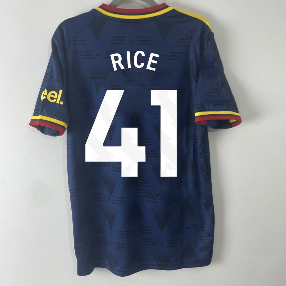 Arsenal 2026/27 tmavomodrý hosťovský futbalový dres RICE 41 zozadu