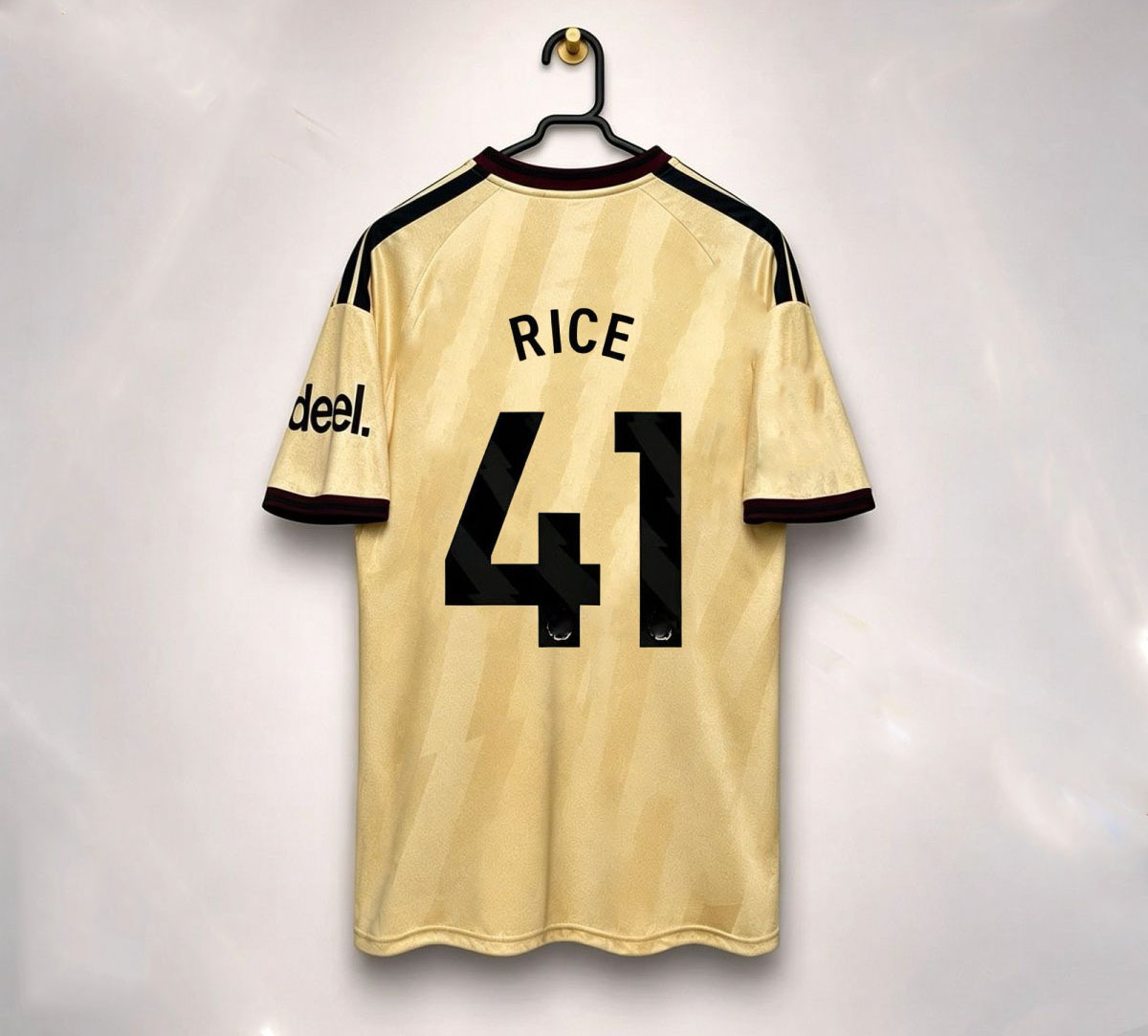 Žltý tretí dres Arsenal 2026/27 RICE 41 zo zadnej strany