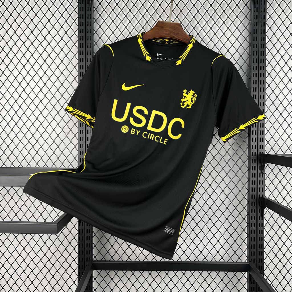 Chelsea hosťovský dres 2026/27 čierny so zlatým levom spredu