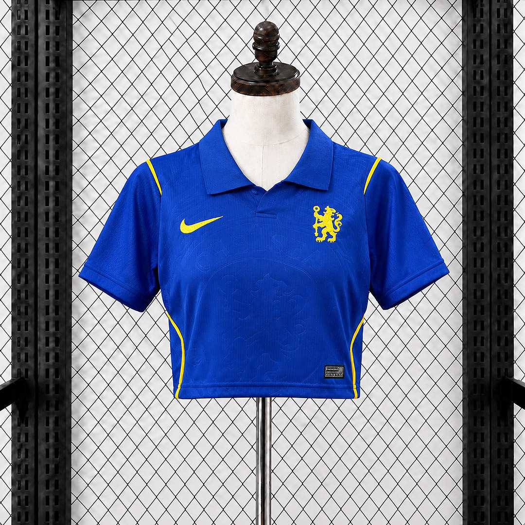 Dámsky Chelsea dres Crop Top 2026/27 modrý domáci model spredu