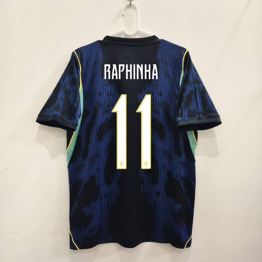 Hosťovský futbalový dres Brazília 2026 s menom Raphinha a číslom 11