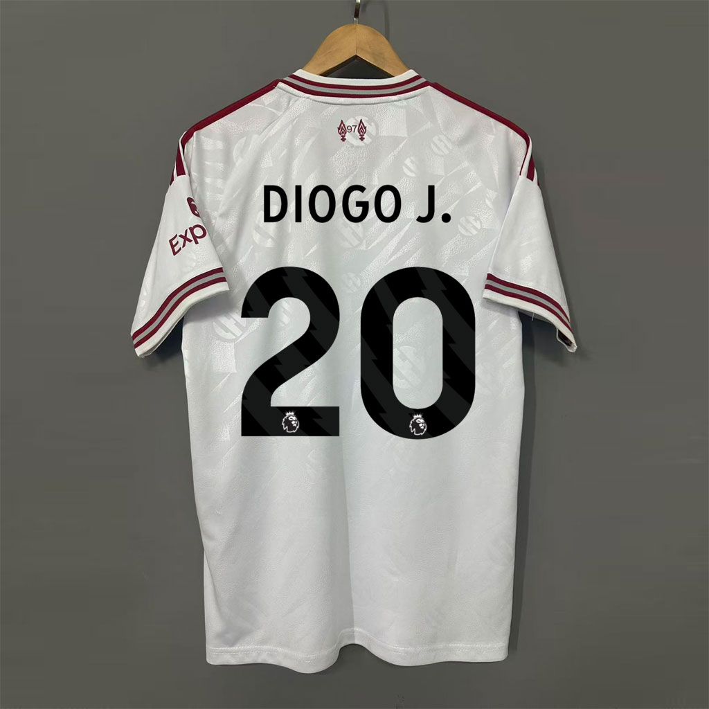 Biely pamätný dres Liverpool FC 2026/27 s potlačou DIOGO J. 20 – zadná strana