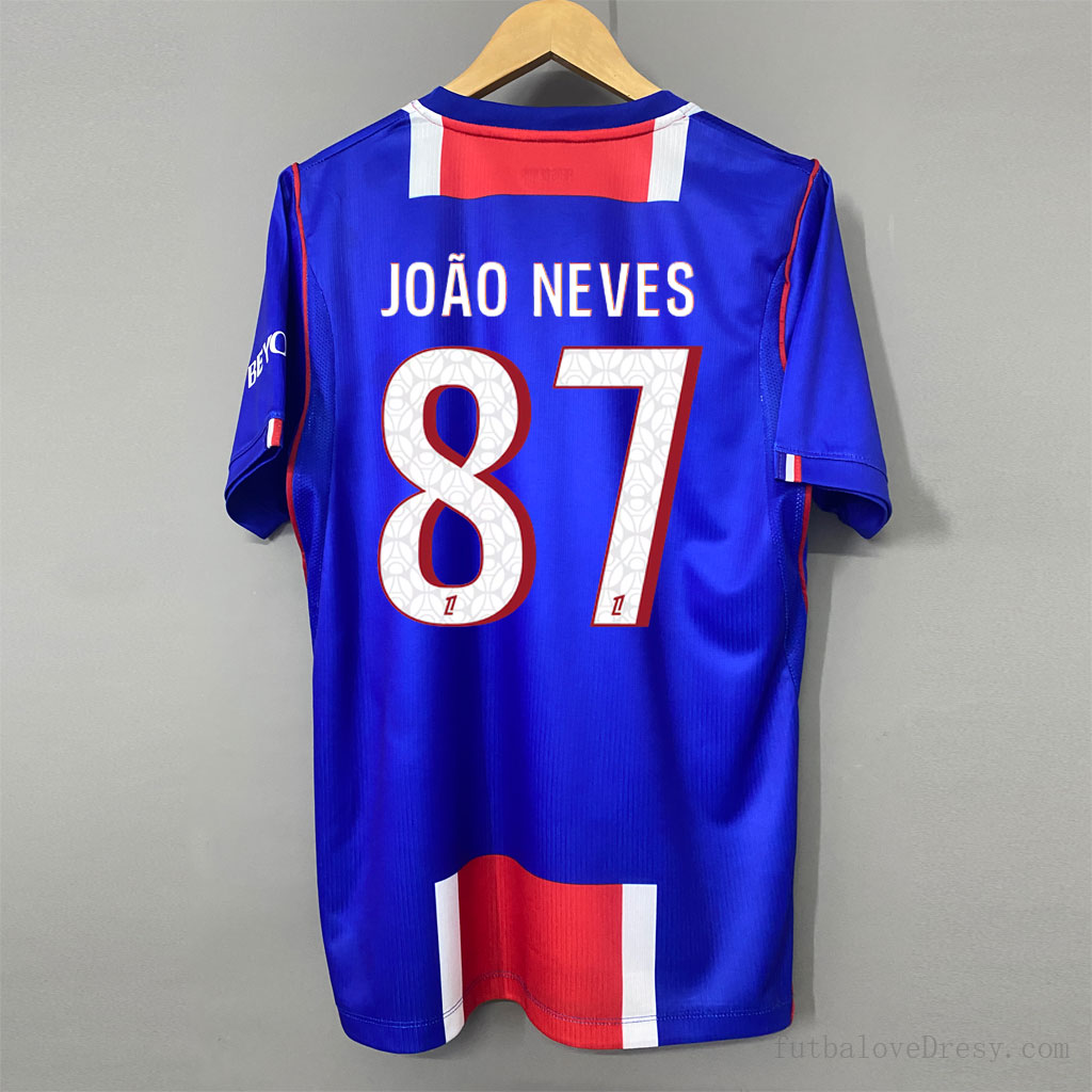 JOÃO NEVES 87 modrý domáci dres PSG 2026/27 s potlačou portugalského stredopoliara zozadu