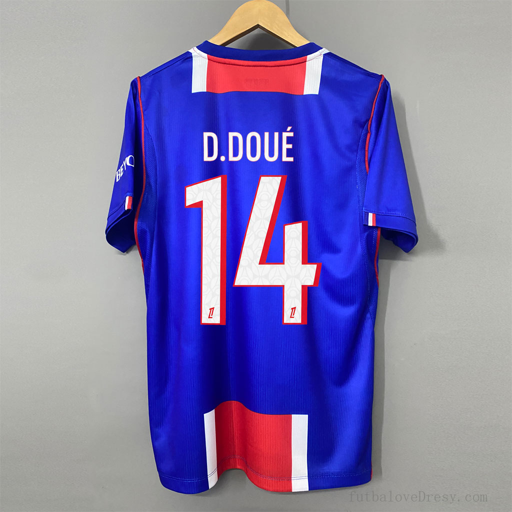 PSG 2026/27 domáci dres D. DOUÉ 14 s potlačou mladej futbalovej hviezdy zozadu